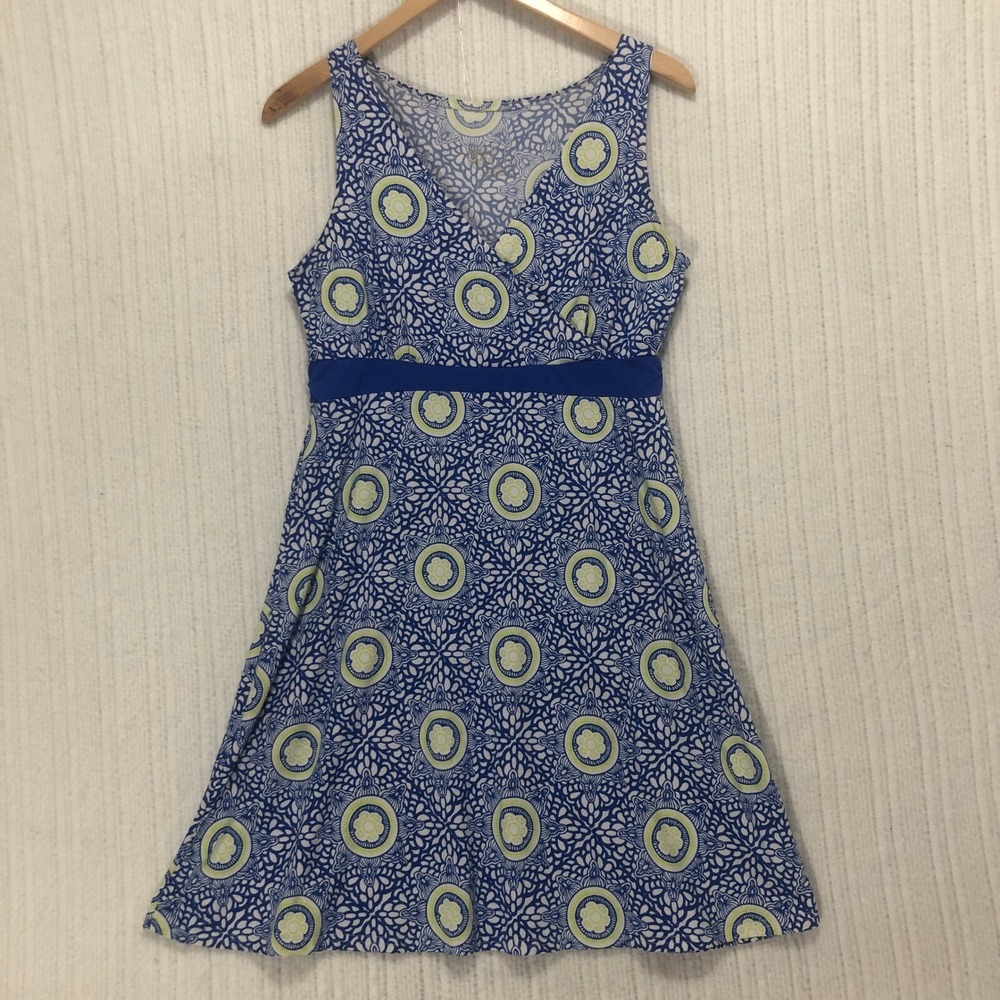 Lola Dress Sleeveless Blue Patterned Casual Sundress‎ Lightweight Women's Size M